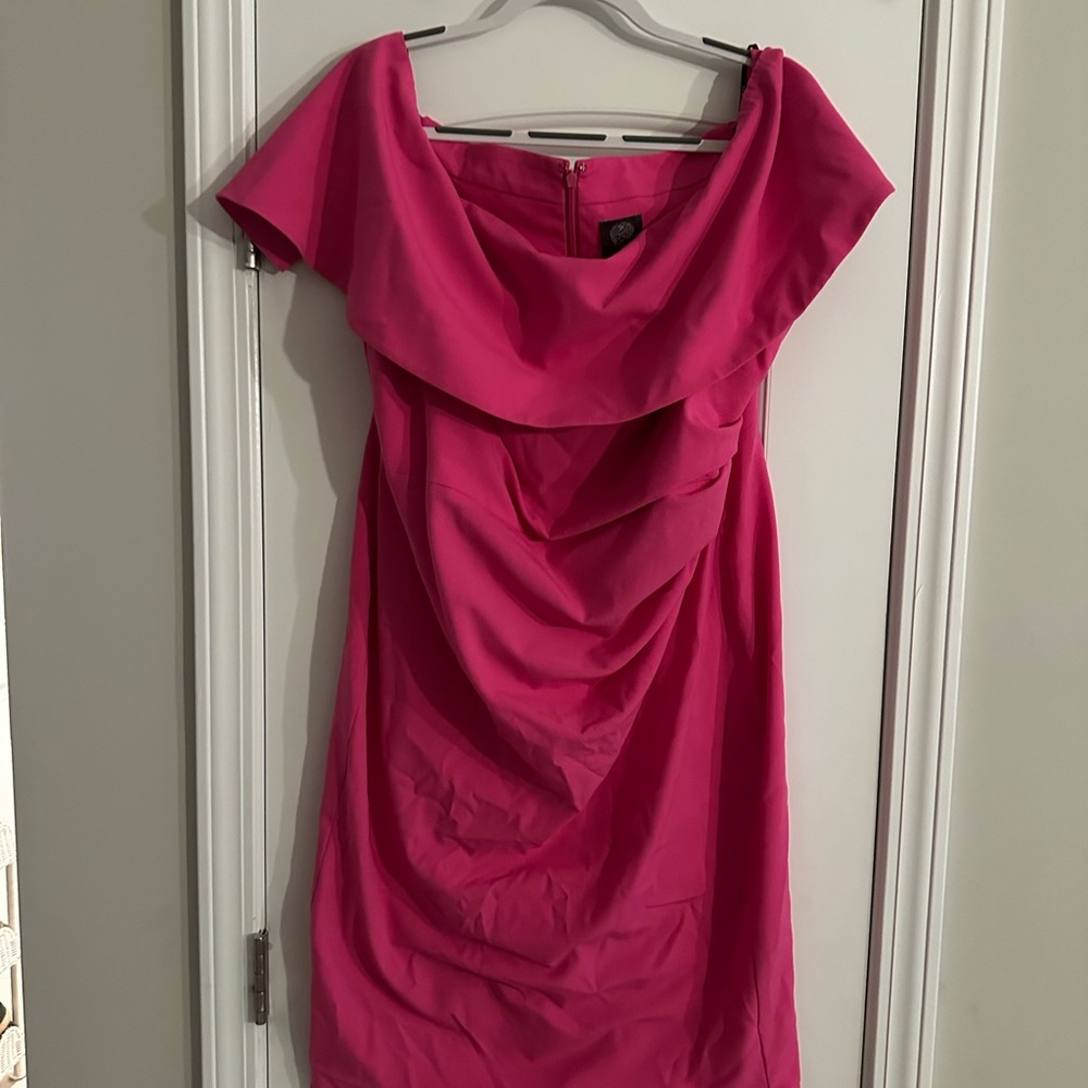 Vince Camuto Vibrant Pink Cowl Neck Mini Dress